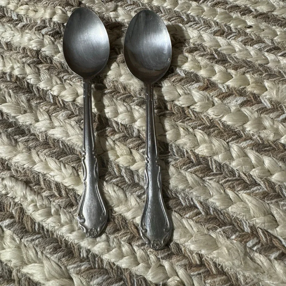 Vollrath Stainless Steel Spoons Japan Floral‎ Pattern Ornate Flatware Set of 2